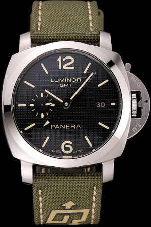 Panerai Luminor 1950 PAM00535 3 Days GMT Automatic Green Bracelet Black Dial Stainless Steel Watch PN051