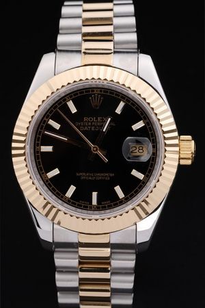  Rolex Datejust Rose Gold Fluted Bezel Luminous Marker Convex Lens Date Window Two-tone Steel Bracelet Auto Watch Ref.126333