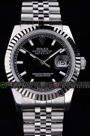 Men’s Rolex Datejust 41mm Fluted Bezel Luminous Stick Marker Silver Hand Convex Lens Date Window Steel Jubilee Bracelet Watch