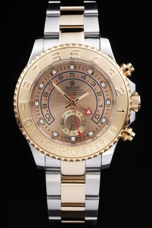 Rolex Yachtmaster II Gold Ceramic Ring Command Bezel Gold Face Regatta Countdown Function Date SS 44mm Chronograph Watch