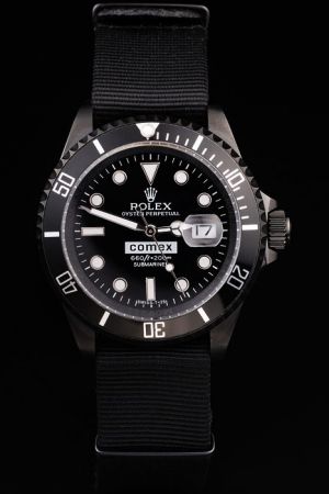 Rolex Submariner Comex Ion-plated Stainless Steel Case Black Ceramic Bezel Luminous Marker Mercedes Pointers Black Cloth Strap Watch