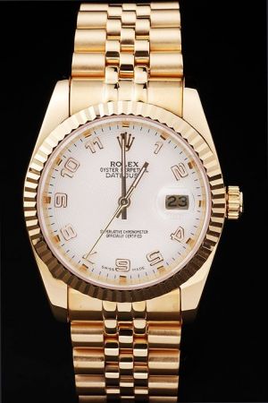 Rolex Datejust Oyster Perpetual WSO Gold Plated Stainless Steel Watch Body White Concentric Pattern Dial Arabic Scale Swiss Watch Ref.179178