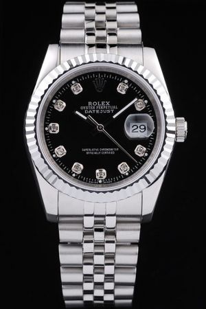 Swiss Rolex Datejust Fluted Bezel Diamonds Scale Convex Lens Date Window Jubilee Bracelet Automatic Movement Watch