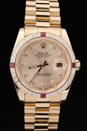 Swiss Rolex Datejust Pearlmaster Diamonds Bezel/Marker Convex Lens Date Window 18k Yellow Gold Men Watch