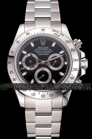 Swiss Rolex Daytona Tachymeter Bezel Black Dial Luminous Marker Three Sub-dials Stainless Steel Bracelet 40mm Chronograph Watch