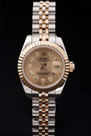  Rolex Datejust 31mm Fluted Bezel Gold Dial Diamonds Markers Two-tone Jubilee Bracelet Office Lady Auto Swiss Watch