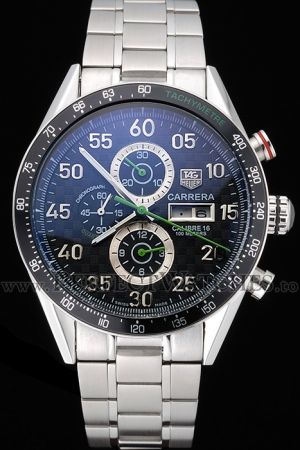 Tag Heuer Carrera Black Dial&Bezel Arabic Marker Green Second Pointer Watch