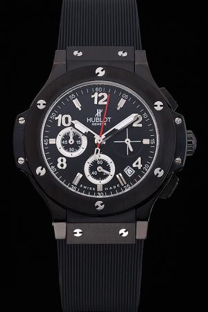 Hublot Big Bang Black Dial Ion-plated Steel Case Rubber Strap Couple Style Women's Watch HU061