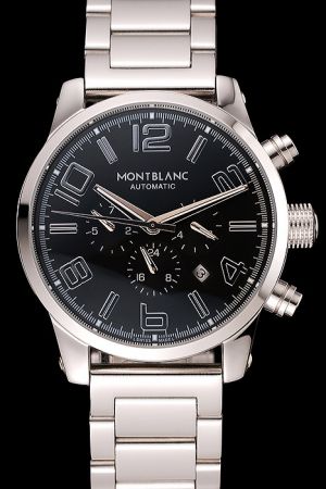 MontBlanc Classic Male Accessory Black Dial Sapphire Crystal Back Chronograph Automatic Watch MO014