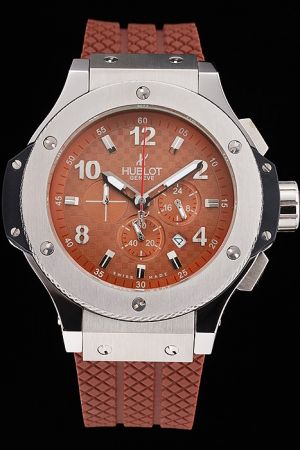 Hublot Big Bang Stainless Steel Case Cappuccino Brown Chronograph Date Male's Watch HU072