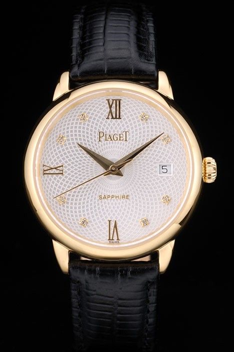 Swiss Rep Piaget Traditional Yellow Gold Case White Radial Mesh