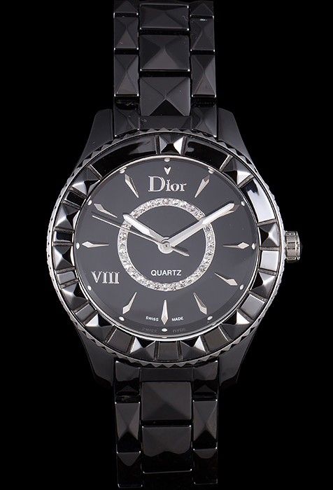 Christian Dior VIII CD1221E0C001 Black Ceramic Diamonds Quartz