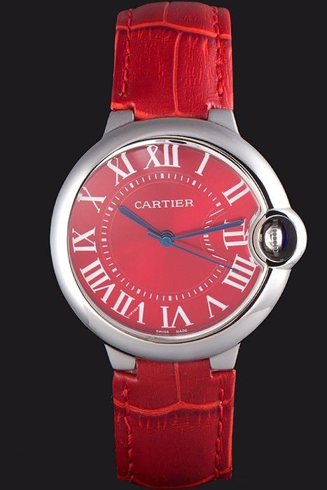 cartier watch with red leather strap