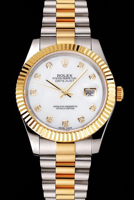 rolex datejust two tone white dial