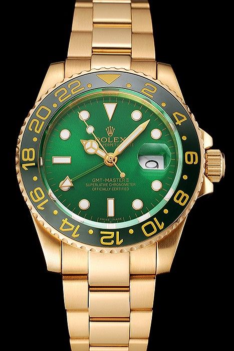 rolex gmt master ii gold green face price