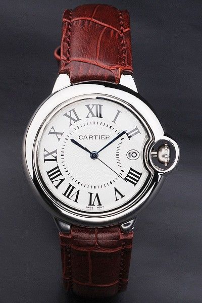 mens cartier watch with leather strap
