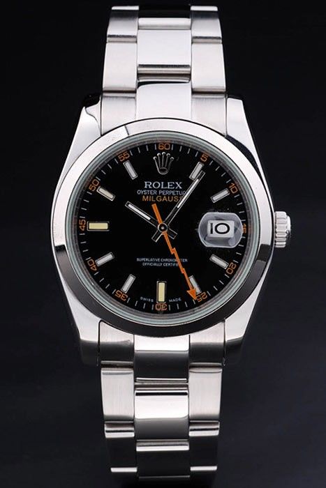 silver rolex with black face