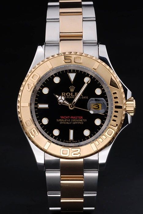 rolex yacht master gold and black