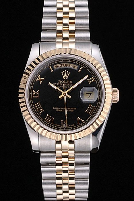 day date gold black dial