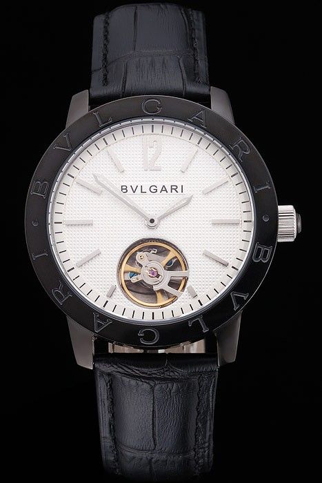 bvlgari black leather watch