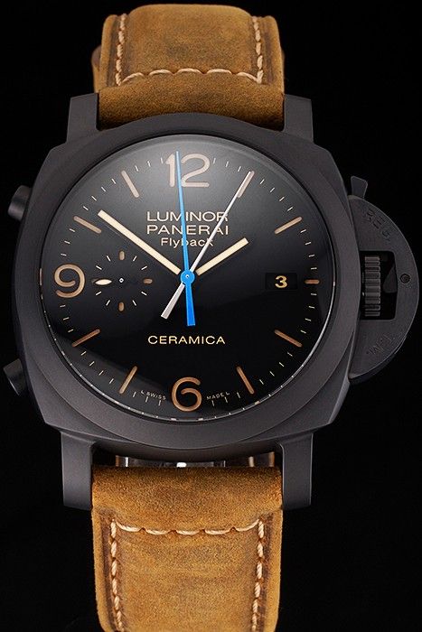 brown leather black watch